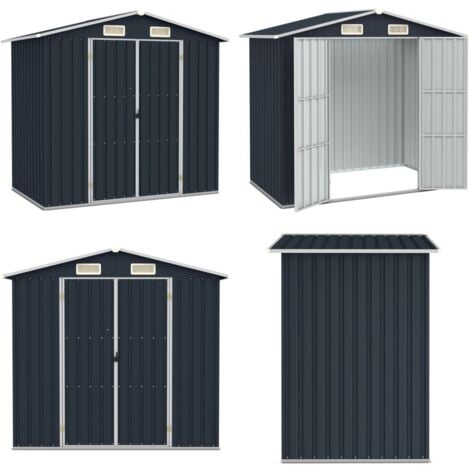 Emmtore Gerätehaus Aus Verzinktem Stahl - Wetterfest, Anthrazit, 191x470x198cm Für Garten