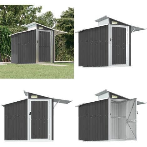 PRISSENT Geräteschuppen Braun 270x130x208cm - Gartenhaus Aus Verzinktem Stahl Mit PC-Platte