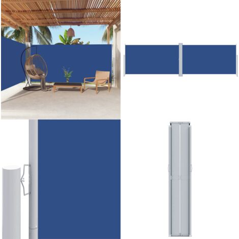 Seitenmarkise Ausziehbar Blau 180x600 cm Gartensaite Sonnenschutz