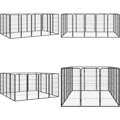 6-tlg. Hundelaufstall Schwarz 50x100cm Stahl Pulverbeschichtung