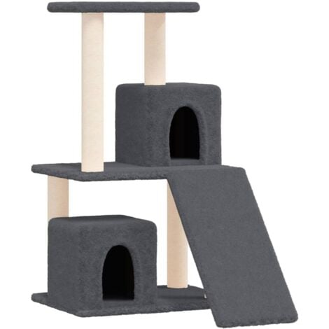 Kratzbaum mit Sisal-Kratzsäulen Dunkelgrau 82 cm - Katzenkratzbaum - Kratzbaum Sisal - Katzenmöbel - Katzenkletterbaum - Katzensofa - Home & Living