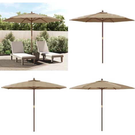 VidaXL Sonnenschirm Mit Holzständer | 8 Rippen, UV-Schutz & Belüftung Für Garten, Terrasse Und Balkon