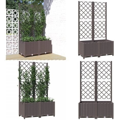 Pflanzkübel mit Rankgitter Braun 80x40x136 cm PP Blumenkübel
