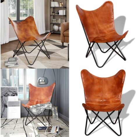 Butterfly-Sessel Braun Echtleder - Echtleder Sessel - Butterfly Sessel ...