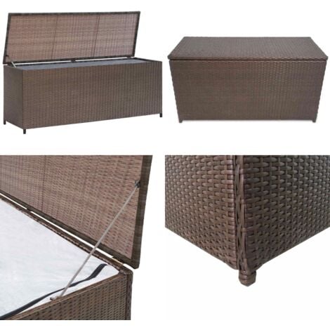 GartenAuflagenbox Braun 120x50x60 cm Poly Rattan Gartentruhe