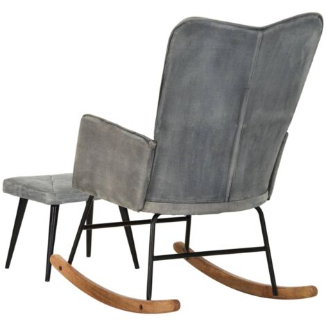 Schaukelstuhl Mit Fußhocker Orange - Gepolsterter Sessel Für Wohnzimmer