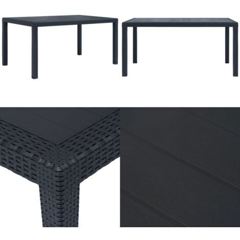 Gartentisch Anthrazit 150x90x72 cm Kunststoff RattanOptik
