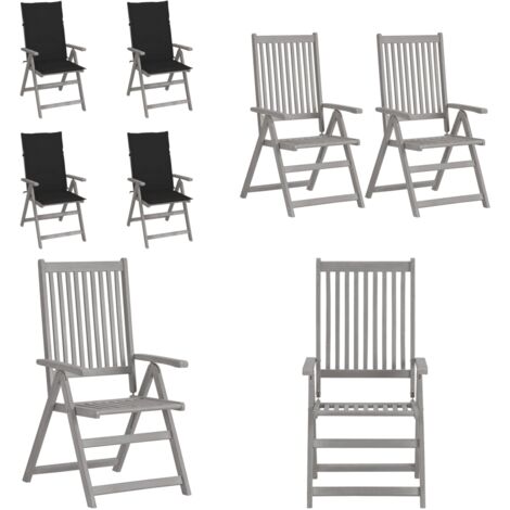 Hochlehner Verstellbar 4 Stk. mit Auflagen Massivholz Akazie - Outdoor-Stühle - Gartenstühle - Hochlehner - Akazienholzmöbel - Gartenmöbel - Home & Living (1/5)