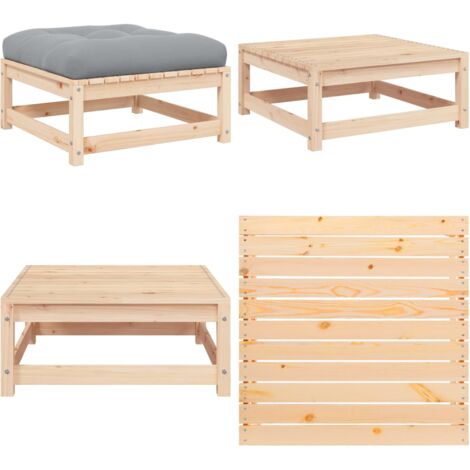 Garten-Fußhocker mit Kissen Massivholz Kiefer - Gartenfusshocker - Kiefernholz - Outdoor Möbel - Lounge Set - Gartenstuhl - Home & Living (1/5)