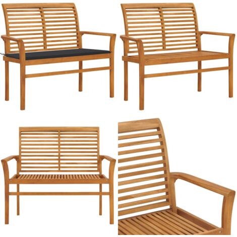 Gartenbank mit Anthrazit Auflage 112 cm Massivholz Teak - Gartenbank - Teakholz Gartenmöbel - Outdoor Bank - Gartendekoration - Terrasse Deko - Home & Living (1/5)