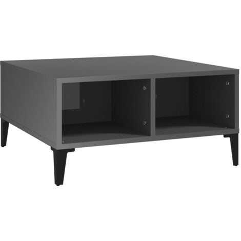 MNISDFL Couchtisch Schwarz 60x60x30cm - Wohnzimmertisch Mit 4 Fächern Aus Holzwerkstoff