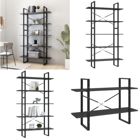 Bücherregal 5 Fächer Grau 100x30x175 cm Holzwerkstoff - BucheRegal - Bücherregal Grau - Holzregal - Regal Grau - Modernes Regal - Home & Living (1/5)