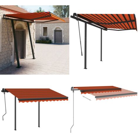Markise Automatisch Einziehbar mit Pfosten 3,5x2,5 m - Terrassenmarkise -  Markise - Sonnenmarkise - Outdoor-Markise - Elektrische Markise - Home &  Living
