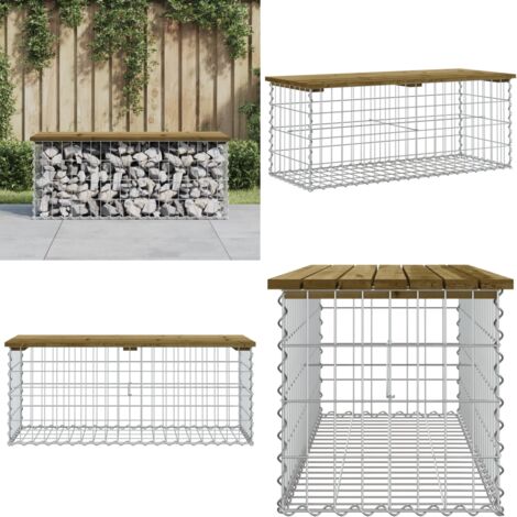 Gartenbank aus Gabionen 103x44x42 cm Kiefernholz Imprägniert - Gartenbank - Holzbank - Gartenmöbeln - Balkonmöbel - Terrasse Möbel - Home & Living (1/5)
