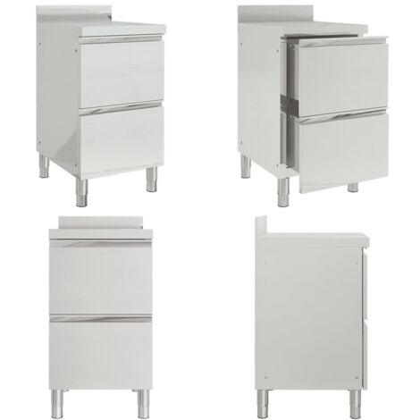Hommdiy Gastro-Küchenschrank 2 Schubladen – Edelstahl, Mit Aufkantung, Arbeitstisch & Lagerschrank