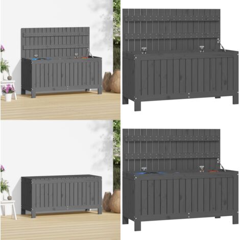 Gartentruhe Grau 108x42,5x54 cm Massivholz Kiefer - Gartentruhe - Gartenaufbewahrung - Holzkiste - Kiefernholz - Outdoor Möbel - Home & Living (1/5)