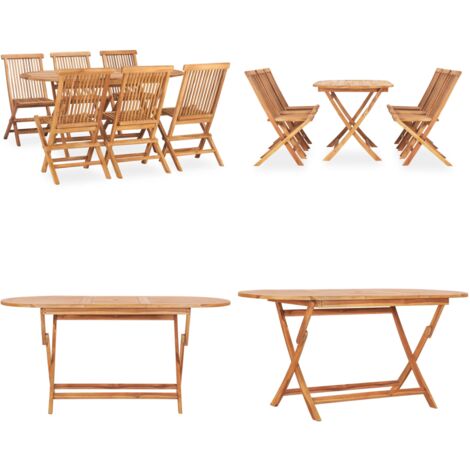 7tlg. GartenEssgruppe Klappbar Massivholz Teak Gartenmöbel