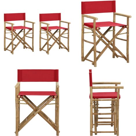 Klappbare Regiesthle 2 Stk. Rot Bambus und Stoff - Gartensessel -  Regiesessel - Bambus Sessel - Outdoor Mbel - Gartenmbel - Home & Living