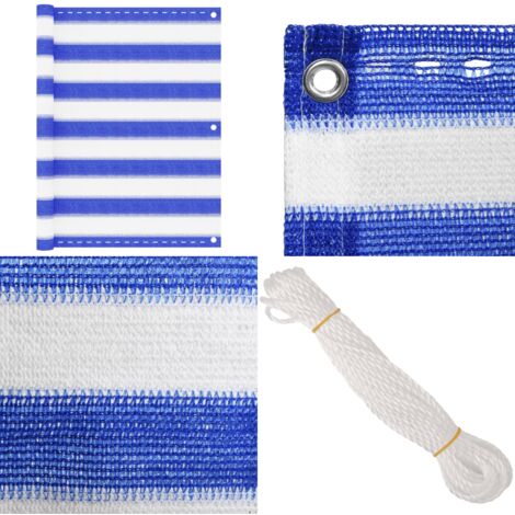 BalkonSichtschutz Blau und Weiß 75x300 cm HDPE Balkon Sichtschutz