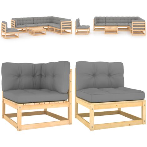 8tlg. GartenLoungeSet mit Kissen Massivholz Kiefer Garten Lounge