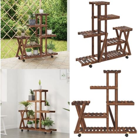 Blumenständer mit Rollen 95x25x101 cm Massivholz Tanne