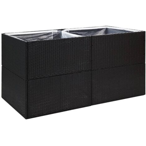 Pflanzkübel Schwarz 157x80x80 cm Poly Rattan Pflanzkübel Blumenerde