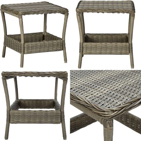 Gartentisch Braun 45x45x46,5 cm Poly Rattan Gartentisch Outdoor