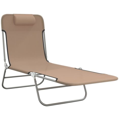 Sonnenliegen Klappbar 2 Stk. Taupe Textilene und Stahl Sonnenliege
