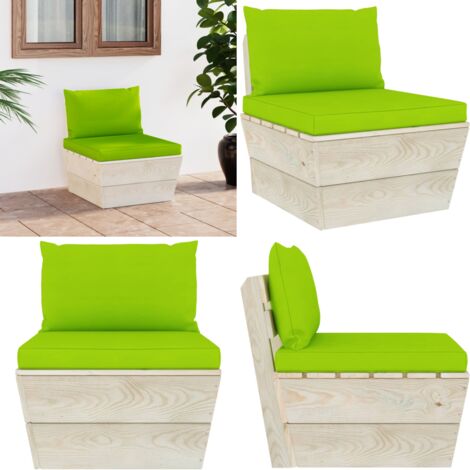 GartenPalettenMittelsofa mit Kissen Imprägniertes Fichtenholz
