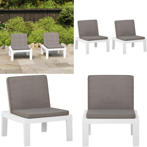 Gartenstühle mit Auflagen 2 Stk. Kunststoff Weiß Gartensessel