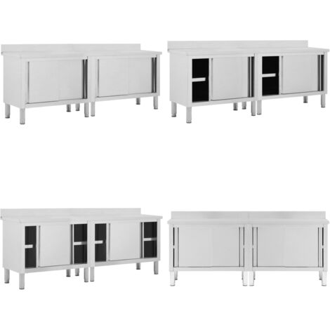 MOONAIRY Edelstahl Arbeitsschrank 120x50x95cm - Gastro Küchenschrank Mit Schiebetüren
