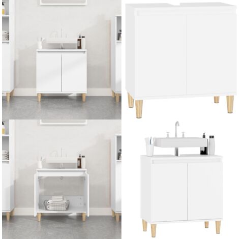Badschrank Hochglanz-Weiß 58x33x60 cm Holzwerkstoff