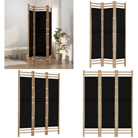 3-tlg. Paravent Faltbar 120 cm Bambus und Canvas - Bambus Raumteiler -  Paravent - Raumtrenner - Wandabtrennung - Wohnraumgestaltung - Home & Living