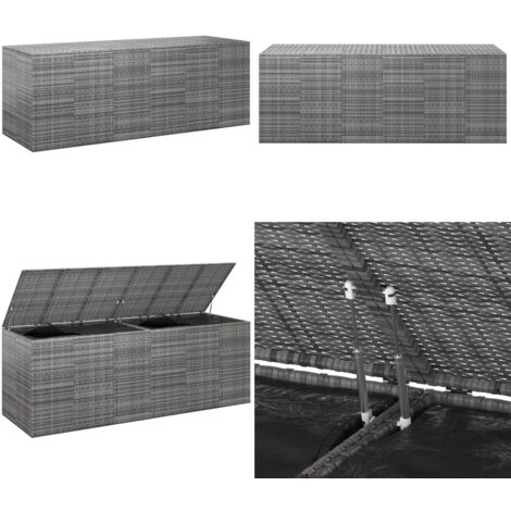 GartenKissenbox PE Rattan 291x100,5x104 cm Grau Gartenkiste