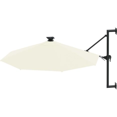 Sonnenschirm zur Wandmontage mit LEDs 300 cm Sandweiß Wand