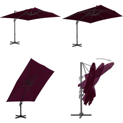 Ampelschirm mit AluminiumMast 300x300 cm Bordeauxrot Sonnenschirm