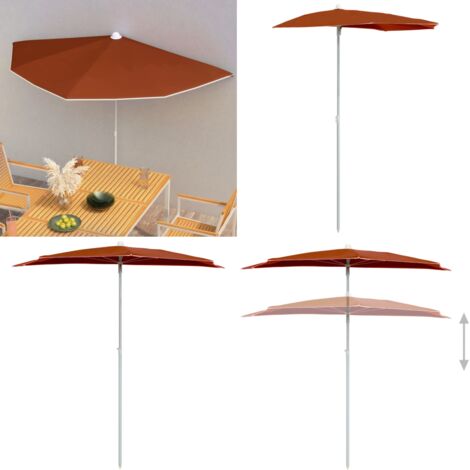 HalbSonnenschirm mit Mast 180x90 cm TerracottaRot Garten