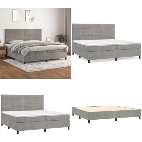 Boxspringbett mit Matratze Hellgrau 200 x 200 cm Stoff