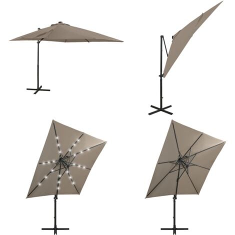 Ampelschirm mit LEDBeleuchtung 250 cm Taupe Sonnenschirm