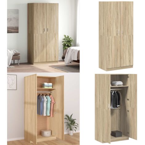 Kleiderschrank Sonoma-Eiche 90x52x200 cm Holzwerkstoff - Schlafzimmermöbel - Kleiderschrank - Holzmöbel - Garderobe - Kommode - Home & Living (1/5)