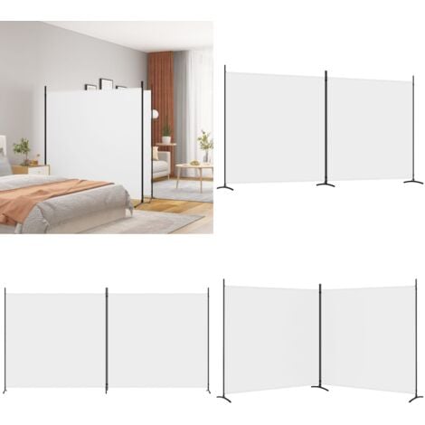 2tlg. Paravent Weiß 348x180 cm Stoff Paravent Raumteiler