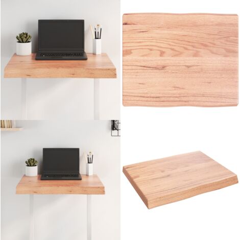 Tischplatte 60x50x(2-6) cm Massivholz Behandelt Baumkante - Holztischplatte - Eichentischplatte - Esstischplatte - Tischplatte Massiv - Tischplatte Natur - Home & Living