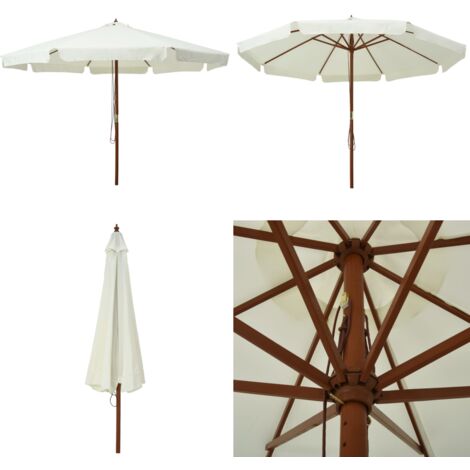 Gartenschirm Mit LED-Beleuchtung 400 Cm - Kurbelsystem, Sandweiß, UV-Schutz