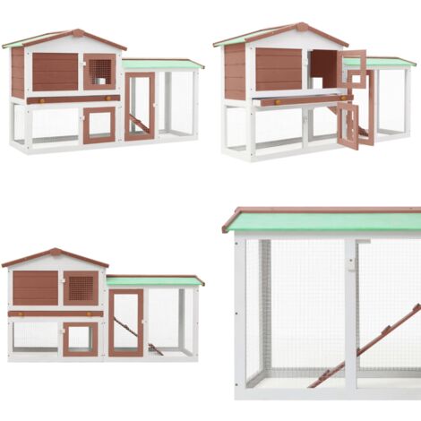 Kaninchenstall 145cm Braun - Witterungsbeständiges Gehege