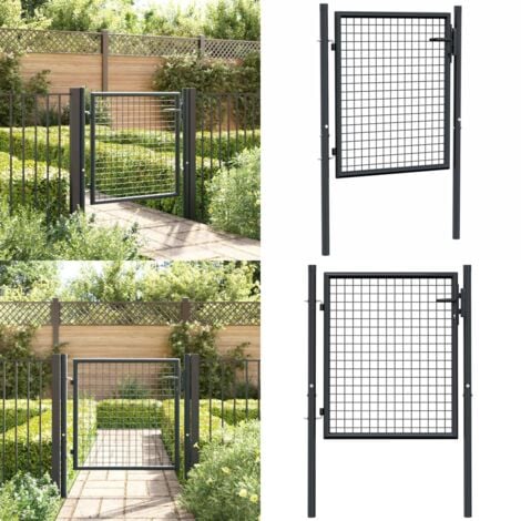 MeshGartentor Verzinkter Stahl 100 x 125 cm Grau Gartentor