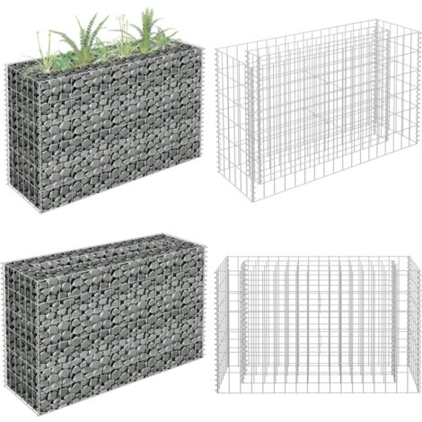GabionenHochbeet Verzinkter Stahl 90×30×60 cm GabionenHochbeet