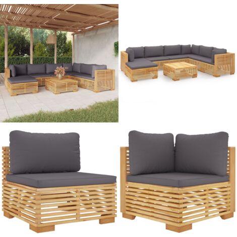 8tlg. GartenLoungeSet mit Kissen Massivholz Teak Garten Lounge Set