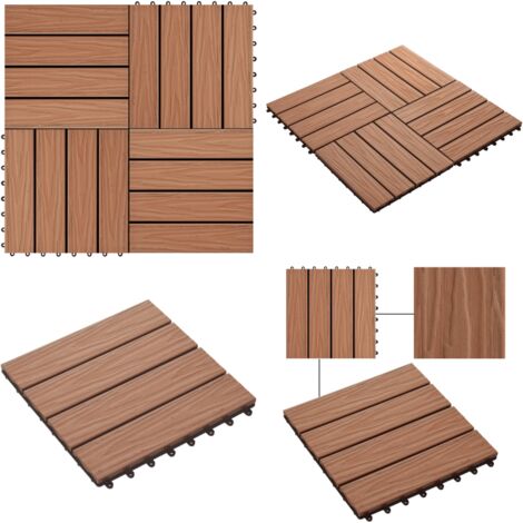 Outsunny Holzboden Für Terrasse & Balkon – 27 Robuste Holzfliesen, 30x30 Cm, 2,5 M² Set, Braun