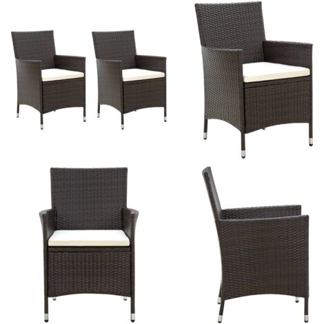 Gartenstühle mit Sitzpolster 2 Stk. Poly Rattan Braun Gartensessel
