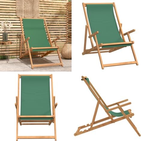 Strandstuhl Klappbar Massivholz Teak Grün Klappbarer Strandstuhl